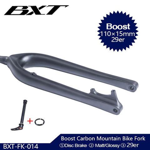 BXT полностью углеродная MTB вилка Boost 110*15 мм 29er вилка для горного велосипеда 29 дюймов дисковый тормоз конический 1-1/8 to1-1/2 через ось вилка ► Фото 1/6