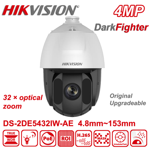 Оригинальный Hikvision DS-2DE5432IW-AE 5-дюймовый 4MP 32X приведенный в действие DarkFighter ИК сети Скорость купольная PTZ Камера Hi-PoE ► Фото 1/1