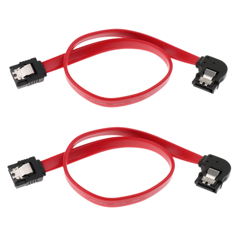 Кабели SATA III, 2 шт., 12 дюймов, 6 Гбит/с, 90 градусов, левый угол, с защелкой, красный, специально разработанный кабель 26AWG sata 3 ► Фото 1/6
