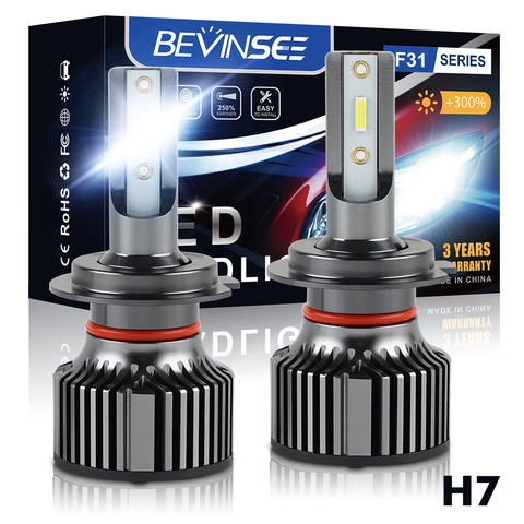 BEVINSEE H7 H4 LED CSP 6000K Mini 9005 9006 лампочки H7 H11 H1 светодиодные лампы H8 H9 Hb3 Hb4 лампочки в машину для автомобиля ► Фото 1/6