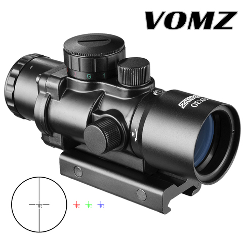 Лазерный прицел VOMZ 3.5X30 RGB с красной тройной подсветкой, тактический комбинированный компактный оптический прицел, оптический зеленый прице... ► Фото 1/6