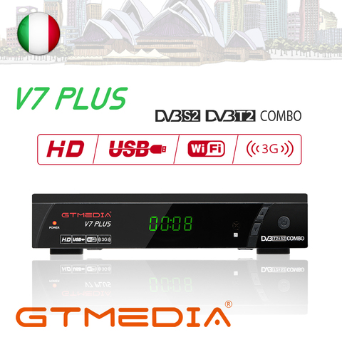 GTMedia V7 плюс-цифра спутниковый телевизионный ресивер DVB-S2 DVB-T2 декодер 1080P Full HD USB WI-FI powervu Biss Key приемное устройство ► Фото 1/6