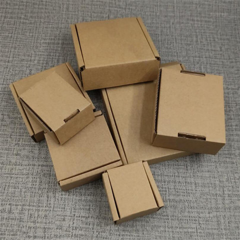 50 шт., толстая картонная коробка, крафт-бумага, маленькая подарочная упаковочная коробка, натуральный коричневый картон, коробка для ювелирных изделий, чистая крафт-бумага, Гофрированная коробка ► Фото 1/6