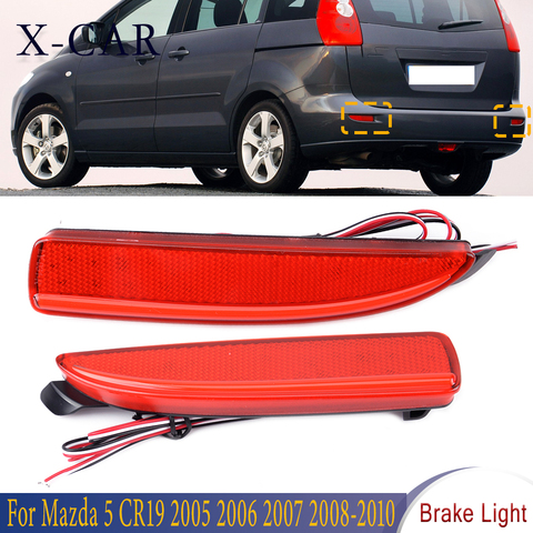 X-CAR 1 пара красный задний бампер отражатель стоп-сигнал светильник задние стоп фар дальнего света для Mazda 5 CR19 2005 2006 2007 2008 2009 2010 ► Фото 1/6