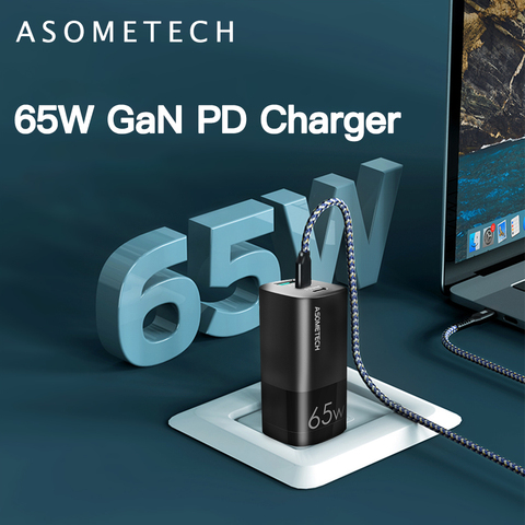 65W GaN зарядное устройство Quick Charge 4,0 3,0 USB зарядное устройство QC4.0 3,0 PD3.0 USB Type C быстрое зарядное устройство настенный адаптер для телефона ноутб... ► Фото 1/6