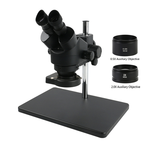 3,5x-90X непрерывный зум бинокулярный стерео микроскоп фокусирующий рычаг 76 мм держатель для головки светодиодная кольцевая осветительная ла... ► Фото 1/6