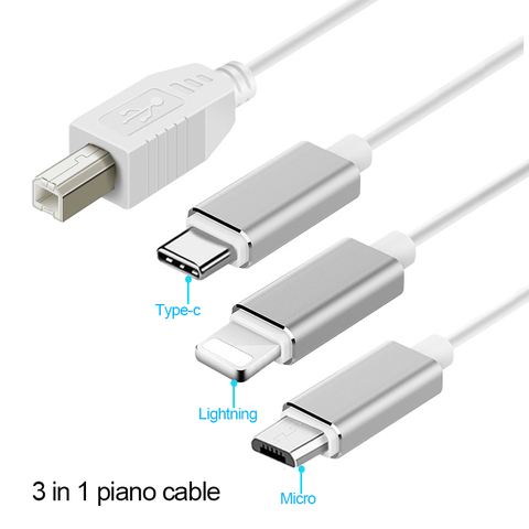 3 в 1 OTG кабель для фортепиано для IPhone до MIDI USB инструмент клавиатура адаптер мобильный телефон Электрический пианино разъем барабан USB кабель ► Фото 1/6