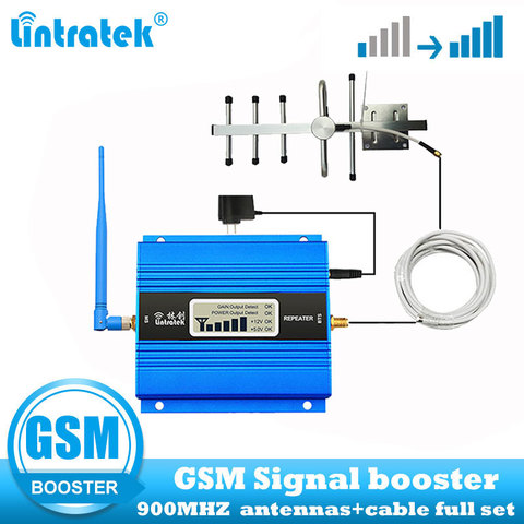 Усилитель сотовой связи Lintratek GSM 900 МГц, ретранслятор 2G, ретранслятор gsm 900 2g, полный комплект с антенной Yagi ► Фото 1/6