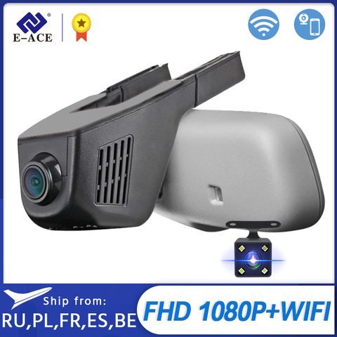 E-ACE Автомобильный видеорегистратор WI-FI DVRs двойной Объектив для камеры регистратор dashcam цифрового видео Регистраторы видеокамера Full HD 1080 P ... ► Фото 1/6