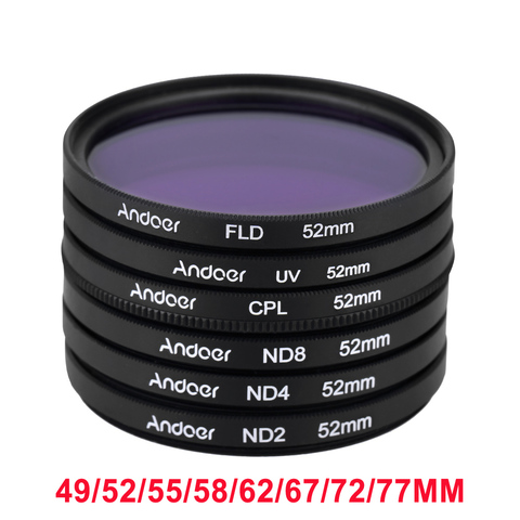 Andoer 52 мм UV + CPL + FLD + ND ( ND2 ND4 ND8 ) фотография фильтр Kit комплект поляризуя нейтральной плотности для Nikon канона сони Pentax DSLRs ► Фото 1/6