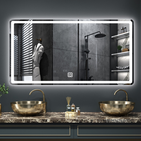 Прямоугольное умное зеркало для ванной комнаты 3 цветной Регулируемый светодиод Многофункциональный светильник с Bluetooth яркость сенсорный ... ► Фото 1/6