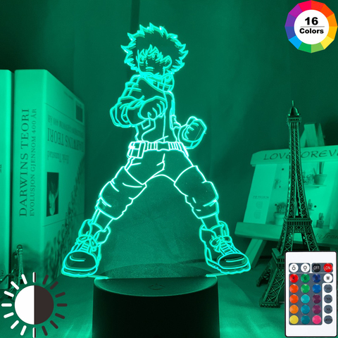 3d-лампа Izuku Midoriya, фигурка, ночник для детской спальни, светодиодный сенсорный светсветильник льник для комнаты, аниме «моя геройская академия», подарок, светодиодный ночсветильник ► Фото 1/6