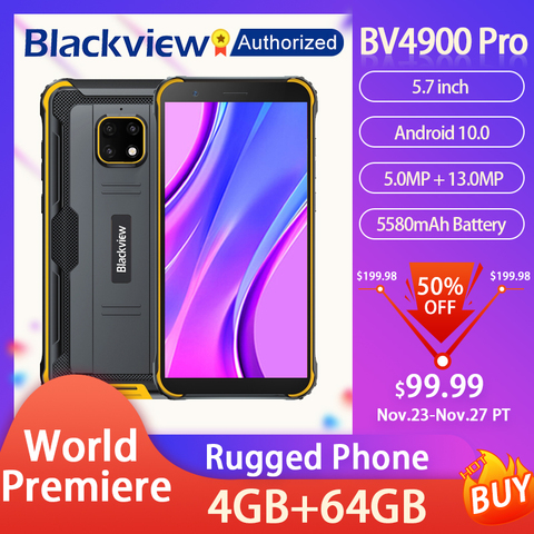 Смартфон Blackview BV4900 Pro защищенный, IP68, 5,7 дюйма, Android 10, 8 ядер, 4 + 64 ГБ, NFC, 5580 мАч ► Фото 1/6