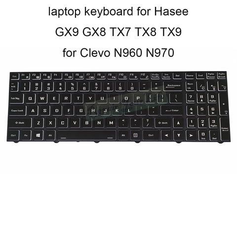 Клавиатура с подсветкой США для Hasee GX9 GX8 TX9 TX8 TX7 для Clevo N960 N970 английский 6 80 N815Z0 01D 1 черные ноутбуки KB и рамка новая ► Фото 1/6
