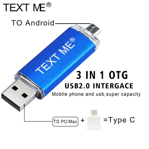 Флеш-накопитель TEXT ME OTG usb 2,0, 64 ГБ, 4 ГБ, 8 ГБ, 3 в 1, OTG Type c, 16 ГБ, 32 ГБ ► Фото 1/6