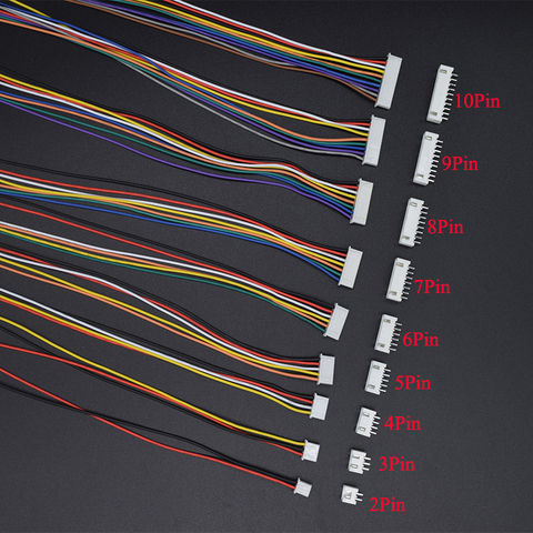 10 комплектов проводов XH XH2.54 JST, соединительный кабель, клеммный разъем, шаг 2,54 мм, 2/3/4/5/6/7/8/9/10 Pin, 200 мм, провод 26AWG ► Фото 1/6
