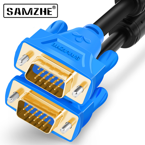 SAMZHE 1080P VGA двойной кабель с ферритовыми кольцами кабель 3 + 6 D-SUB кабель для монитора проектора ► Фото 1/6