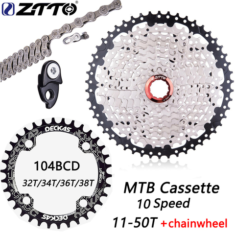 Кассета ZTTO MTB 10 скоростей 11-50T, горный велосипед 10 s 20s 30s, свободное колесо K7, Звездочка для запчастей XT SLX XO X0 X9 X7, детали для велосипеда ► Фото 1/6