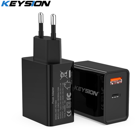 Сетевое зарядное устройство KEYSION с двумя USB-портами, 18 Вт, быстрая зарядка 3,0 ► Фото 1/6