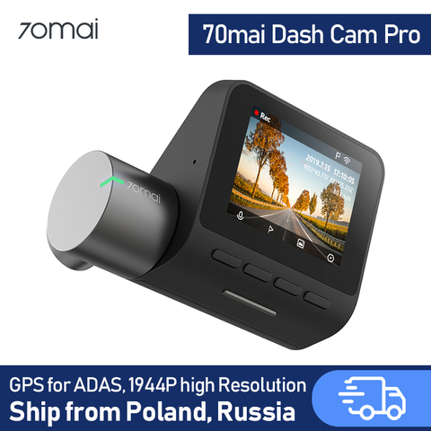 Xiaomi 70mai Dash Cam Pro, Видеорегистратор для авто, регистратор 2592x1944, Обзор 140°, F/1.8, доп. модулей GPS активирует ADAS, поддержка WDR, Режим парковки ► Фото 1/6