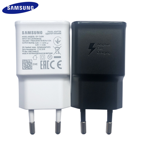 Оригинальное быстрое зарядное устройство Samsung стандарта ЕС США адаптер для путешествий для Galaxy S10 S9 S8 S7 S6 Edge Plus J5 J7 J3 Note 9 8 A 7 5 3 ► Фото 1/6
