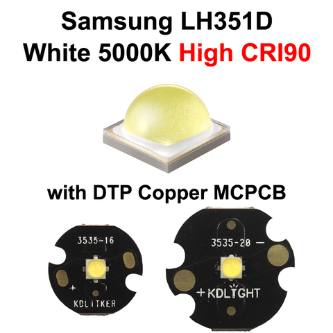 Нейтральный белый светодиодный излучатель Samsung LH351D 5000K High CRI90 (SPHWHTL3DA0GF4RTS6) с KDLITKER 16 мм/20 мм DTP Copper MCPCB ► Фото 1/6