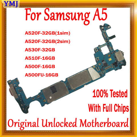 С полными чипами для материнской платы Samsung Galaxy A5 A520F A510F A530F A500F A500FU, оригинальная разблокированная логическая плата, бесплатная доставка ► Фото 1/2