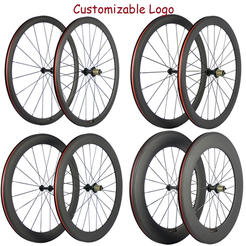 Ульсветильник Кая углеродная велосипедная колесная пара 38/50/60/88 мм, карбоновые клинчерные колеса, трубчатые колеса для дорожного велосипеда, базальтовая тормозная поверхность ► Фото 1/6