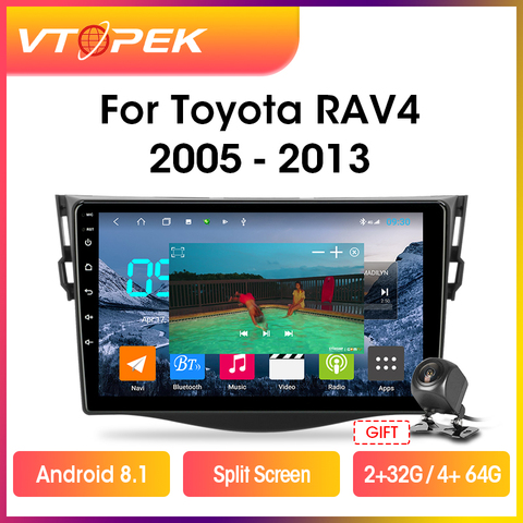 Автомагнитола Vtopek, мультимедийный видеоплеер 9 дюймов, 4G + WiFi, Android 9,0, GPS-навигация для Toyota RAV4 Rav 4 2005-2013, головное устройство 2 din ► Фото 1/6