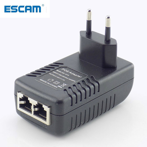 Сетевой адаптер ESCAM G16, инжектор с питанием по сети Ethernet, 12 В, 1 А, для IP-камер, систем видеонаблюдения, стандарт США/ЕС ► Фото 1/5