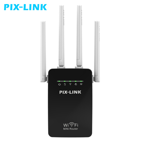 Беспроводной маршрутизатор PIXLINK, Wi-fi ретранслятор 300 Мбит/с, Wi-fi, удлиненный удлинитель, домашняя сеть Wi-fi, 802.11b/g/n, 2 порта, 4 антенны WR09 ► Фото 1/6