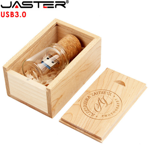 JASTER USB 3,0 стеклянная бутылка для дрифта с пробкой, USB флеш-накопитель, стеклянная бутылка, флешка, 4 ГБ, 8 ГБ, 16 ГБ, 32 ГБ, 64 ГБ, свадебный подарок ► Фото 1/6