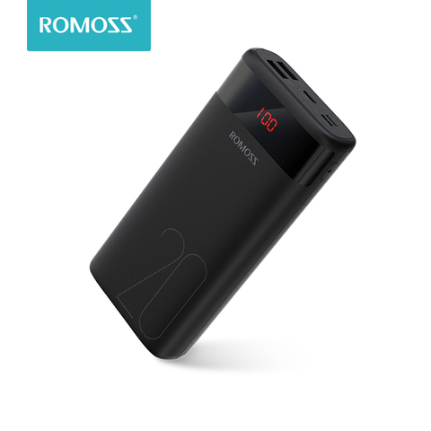 ROMOSS Ares 20 20000 мАч Внешний аккумулятор USB типа портативное зарядное устройство Внешняя батарея 5 в 2,1 а с светодиодный дисплеем для телефонов и ... ► Фото 1/6