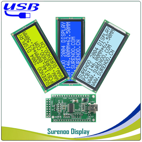 ЖК-дисплей 2USB USB 204 20X4 2004, большой символьный ЖК-модуль, панель экрана, подходящий ЖК-дисплей Smartie & AIDA64 для ПК своими руками ► Фото 1/2