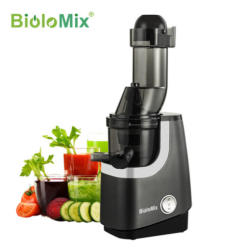 Соковыжималка для фруктов и овощей BioloMix с широким желобом, медленная, без БФА ► Фото 1/6