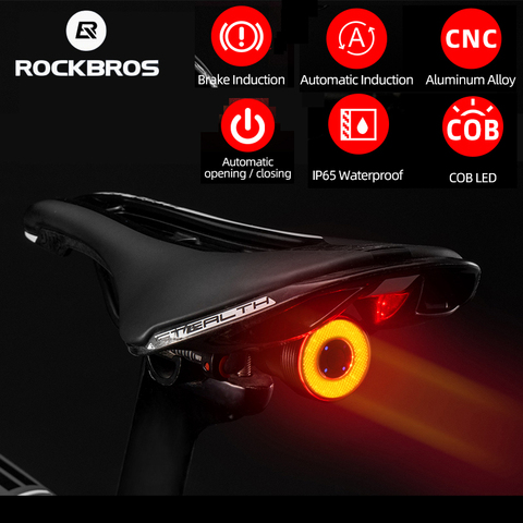 ROCKBROS велосипедный светильник светодиодный велосипедный IPx6 Водонепроницаемый USB зарядный задний светильник для езды на велосипеде Q5 флэш-светильник с автоматическим тормозом датчик SmartRear светильник ► Фото 1/6