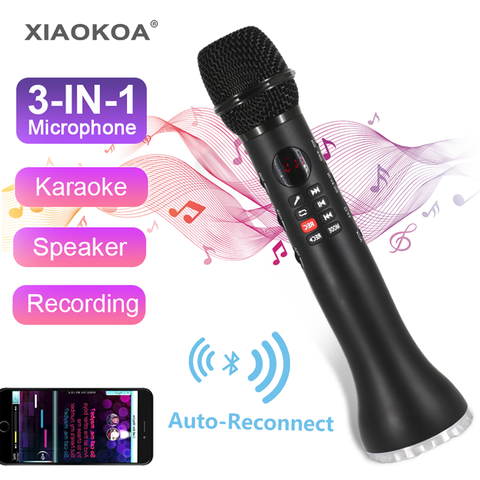 Профессиональный беспроводной микрофон 3 в 1 для записи караоке, микрофон с Bluetooth для телефона, для Ipad, конденсаторный микрофон XIAOKOA ► Фото 1/6
