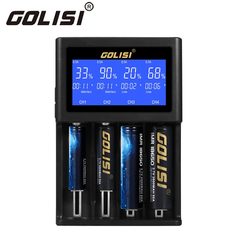 Зарядное устройство Golisi S4 2.0A для Li-Ion Ni-MH Ni-Cd Ni-md 26650 18650 20700 21700 AA AAA ► Фото 1/6