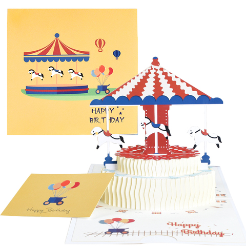 3D всплывающие карты, открытка на день рождения, карта единорога для девочки, детский торт на день рождения, поздравительные открытки, подаро... ► Фото 1/6