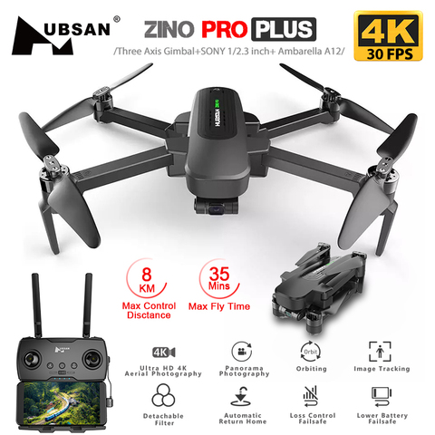 Hubsan Zino PRO Plus Zino 2 + GPS, беспилотные летательные аппараты с 4K 30FPS /60FPS UHD Wi-Fi FPV Камера Квадрокоптер 3-осевому гидростабилизатору 8 км Дрон Vs SG906 MAX ► Фото 1/6