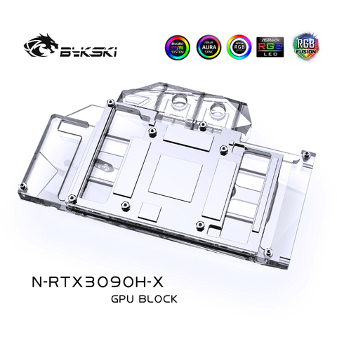 Bykski водный блок использовать для NVIIDIA RTX 3090 /3080 Reference Edition GPU карты/полное покрытие медный радиаторный блок/A-RGB/RGB ► Фото 1/6