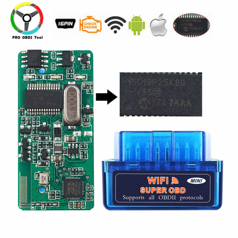 Супер мини ELM327 V1.5 WiFi OBD2 ELM327 PIC18F25K80 чип ELM 327 в 1 5 wi-fi OBDII для Android/Ios/Windows/пк obd сканер ► Фото 1/6