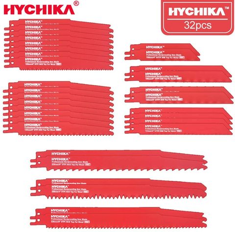 HYCHIKA 32 шт. полотно для сабельной пилы HHS и BIM колеблющиеся полотна для дерева и металла ► Фото 1/6