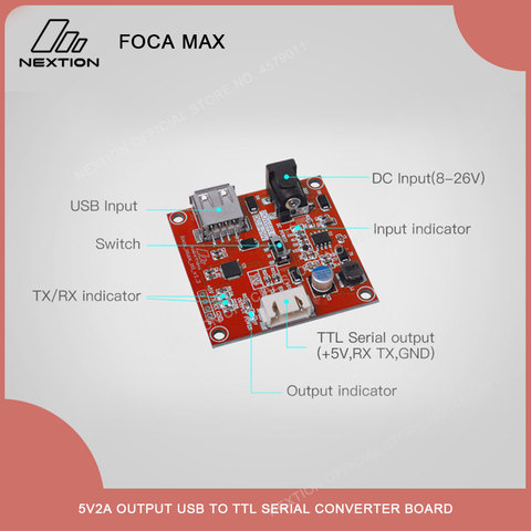 Плата последовательного преобразователя NEXTION Foca Max-5V2A, выход USB в TTL, связь USB в TTL для модуля ЖК-дисплея Nextion HMI ► Фото 1/2