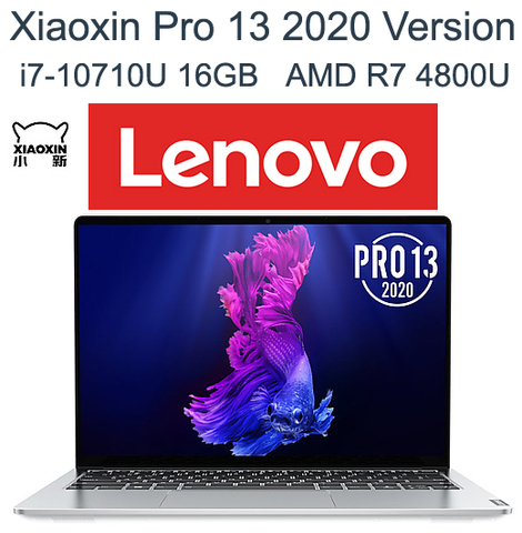 Элегантный ноутбук Lenovo Xiaoxin Pro 13 с диагональю 13,3 дюйма 2560x1600 i7-10710U 16 ГБ 512 ГБ SSD MX350 GPU AMD R7 4800U Metal ► Фото 1/6