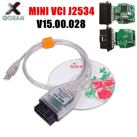 Диагностический кабель MINI VCI J2534 для TOYOTA TIS Techstream, v15,00.028 OBD2, MINIVCI FTDI FT232RL FT232RQ, интерфейс для диагностики, сканер, интерфейс, сканер, интерфейс ► Фото 1/6