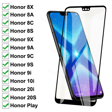 Защитное стекло 100D для Huawei Honor 8X 8A 8C 8S, закаленное стекло для защиты экрана Honor 9X 9A 9C 9S 9i 10i 20i 20S Play, стеклянная пленка ► Фото 1/6