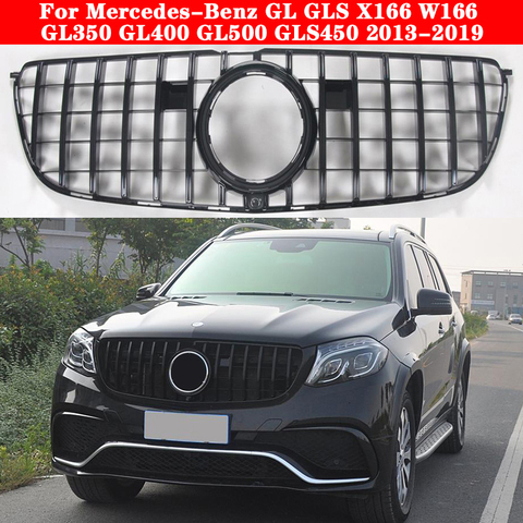 ABS plasstic GT стиль на переднюю решетку, GL350 GL400 GL500 GLS450 для Mercedes-Benz GL GLS X164 X166 2006-2022 автомобиль среднего решетка ► Фото 1/6