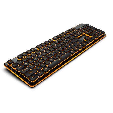 Игровая клавиатура 104 Keycaps RGB с подсветкой, водонепроницаемая Бесшумная клавиатура для компьютера, геймерская USB Проводная клавиатура для но... ► Фото 1/6