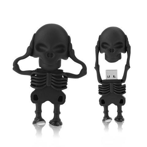 USB флеш-накопитель в виде черепа, скелета, головного убора, грима, призрака смерти, 32 ГБ, 16 ГБ, 64 ГБ, 128 ГБ, карта памяти зомби, U-диск ► Фото 1/6